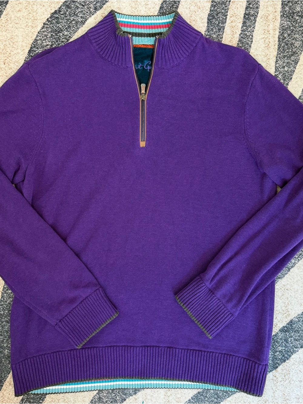 Robert Graham Quarter Zip Pull-Over Medium Cotton NWOT